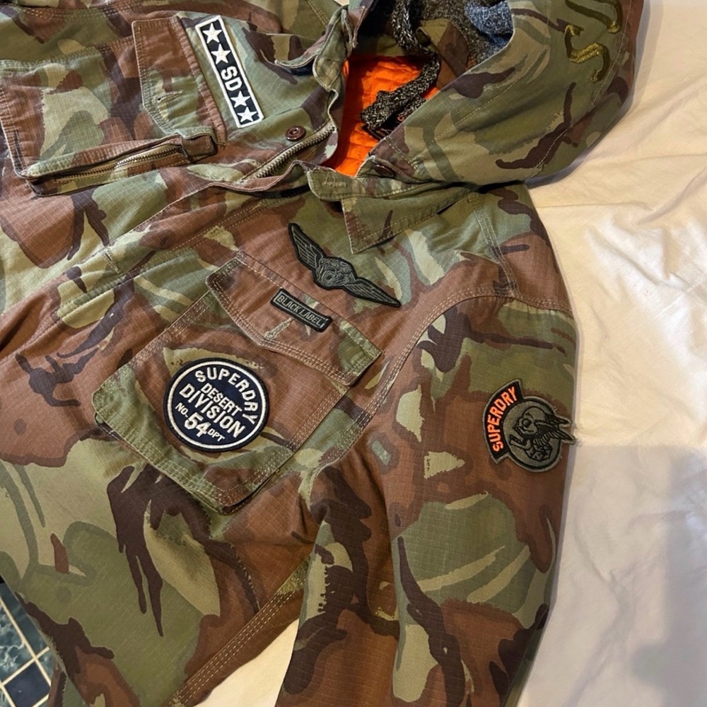 Superdry Camouflage Jacket with Orange Lining